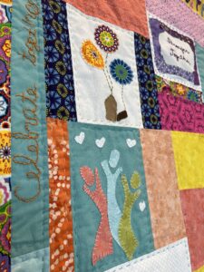 Close up of the Maker in Residence Quilt.