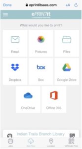 You can print emails, pictures, and files from dropbox, box, onedrive and office365.