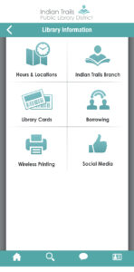 screenshot of library information page on app